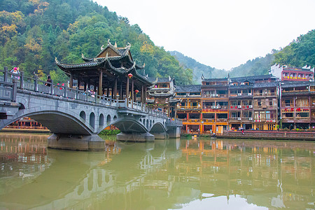 湘西土家族风景湖南湘西土家族苗族自治州凤凰古城背景