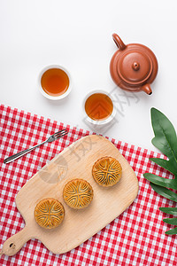 蜂蜜格子素材传统美食月饼背景