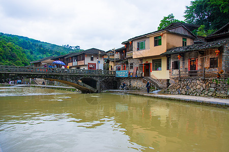 福建漳州南靖塔下村客家土楼背景