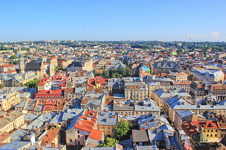 乌克兰利沃夫城市全景背景图片