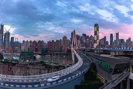 千厮门长江大桥重庆市大剧院站全景背景