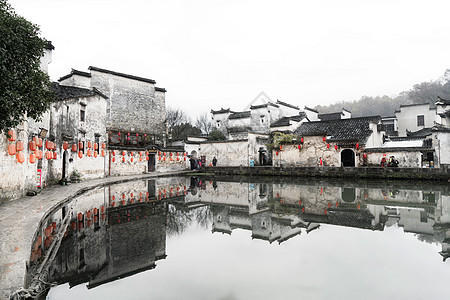 古村传统祠堂宏村古建筑背景