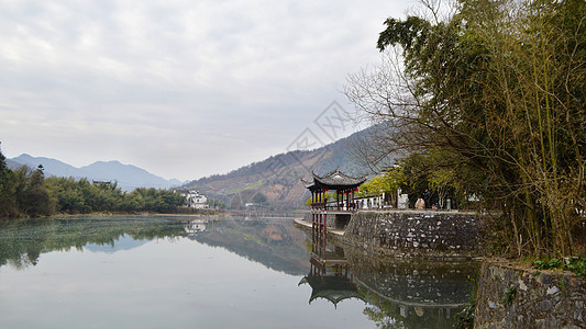 绩溪县徽派建筑徽派乡村背景图片