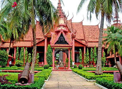 参观展览柬埔寨国家博物馆national museum背景