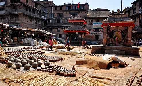尼泊尔巴德岗陶器广场高清图片