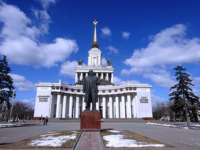 俄罗斯风光全俄展览中心及列宁像图片