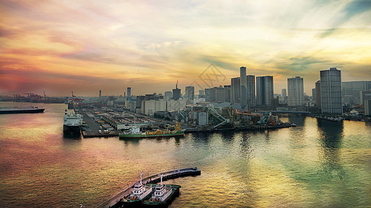 东京湾夕阳海景图片