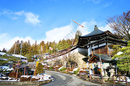 城市雪景日本高山城市风光背景