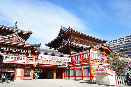 日本传统建筑日本名古屋传统寺庙背景