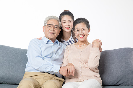 女儿陪伴父母图片素材