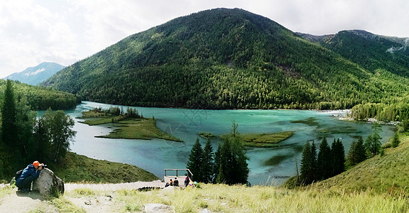 山水美景大美新疆喀纳斯宽幅美景背景