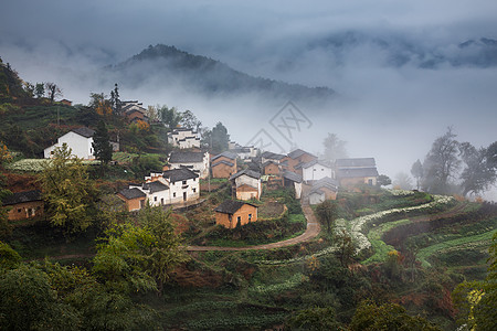 中式古建筑安徽画意古村落背景