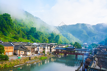 江西瑶里古镇风光复源桥背景