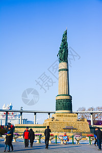 司各特纪念塔哈尔滨市人民防洪胜利纪念塔背景