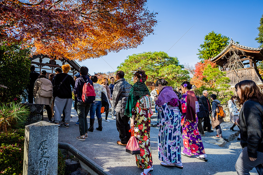 日本天龙寺赏秋图片