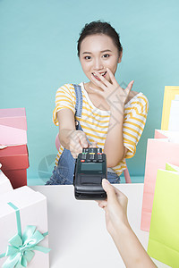女性购物刷卡背景图片
