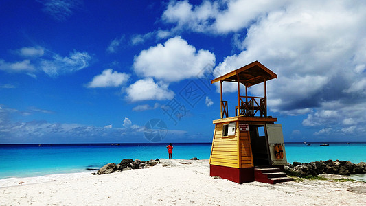 岛国巴巴多斯美丽的海与沙滩风光奇秀海景迷人是驰名世界的海岛度假胜地背景