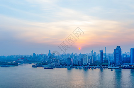 江城城市天际线武汉市武汉港背景