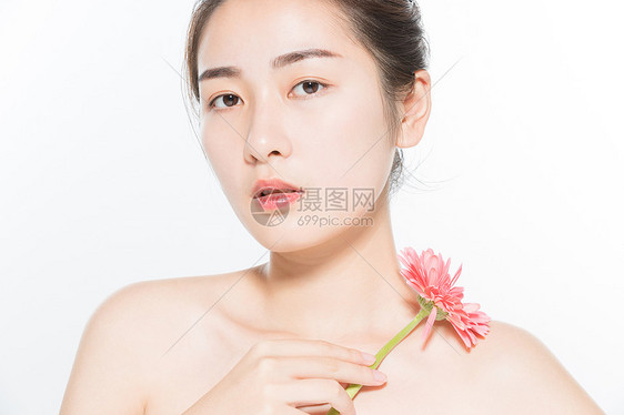 美妆女性与花图片