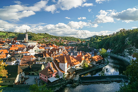 欧洲全景捷克CK小镇的风景背景