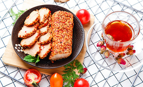 香辣芝麻肉片食物高清图片素材