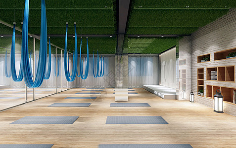 现代舞蹈室瑜伽吊床高清图片