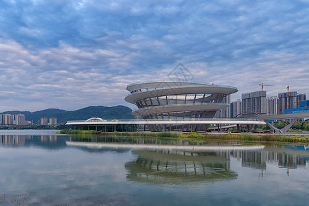 长沙地标松雅湖湖南长沙城市岛建筑背景