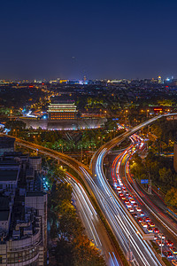 美丽的古建筑美丽夜景的德胜门箭楼背景