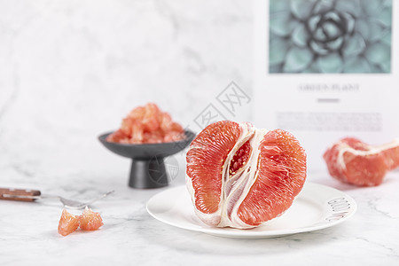 新鲜红柚果肉图片