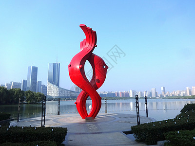 安徽合肥休闲游玩景点鱼水情城市雕塑高清图片