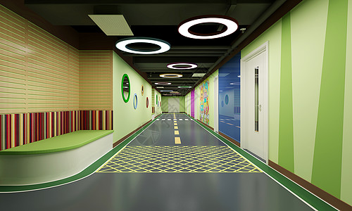 幼儿园室内现代走廊过道设计图片