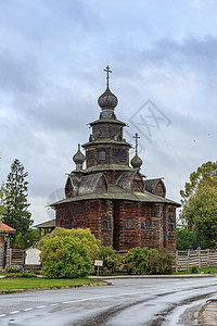 莫斯科郊区金环小镇苏兹达尔木质教堂图片
