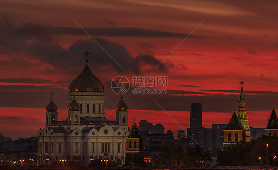 莫斯利基督救世主大教堂日落风光图片