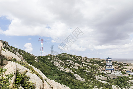 山上高压电塔背景图片