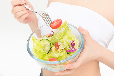 吃蔬菜女性健康饮食背景
