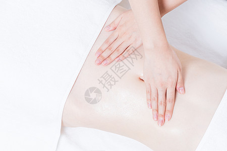 女性养生SPA腹部精油按摩高清图片