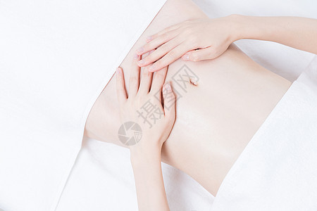 手护理女性养生SPA腹部展示背景