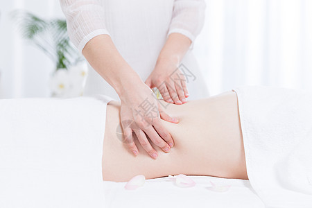 女性养生SPA腹部按摩背景图片