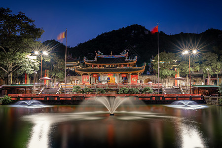 天王殿建筑厦门南普陀寺夜景背景