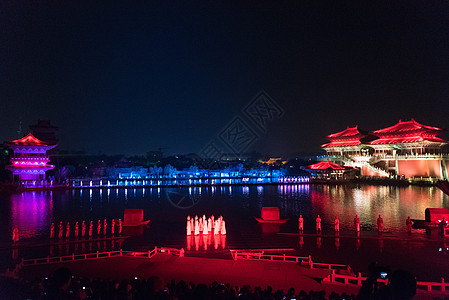 东京夜景河南开封清明上河园演出背景