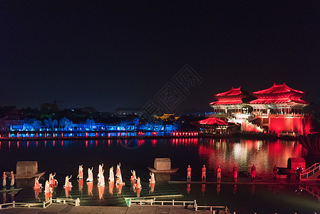 东京夜景河南开封清明上河园演出背景