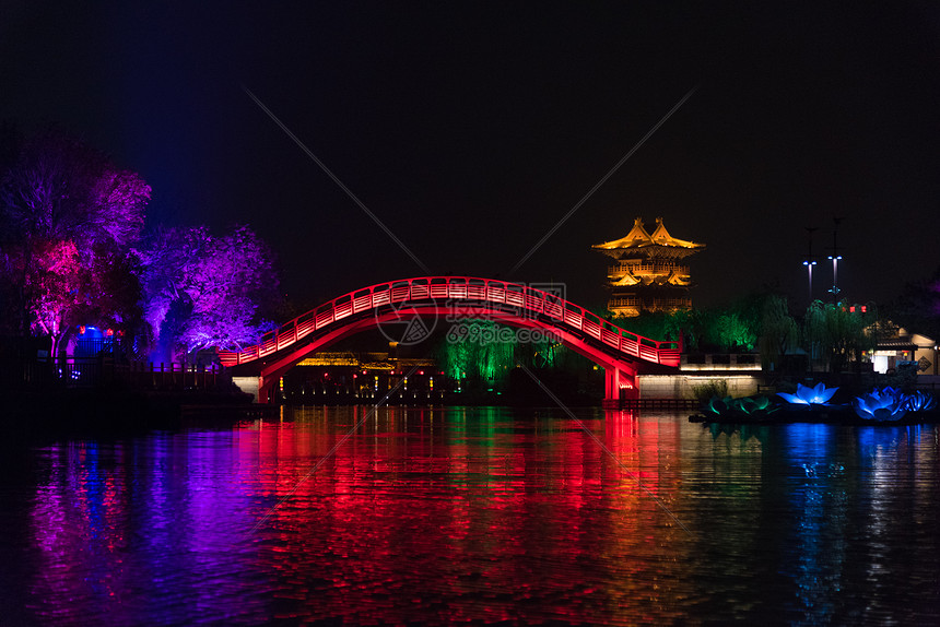 河南开封清明上河园夜景图片