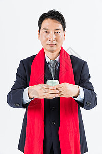 新春商务男性敬茶图片