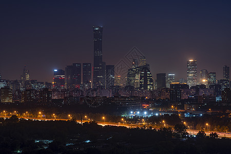 北京现代 夜幕下北京国贸背景