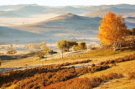 秋景内蒙古自治区乌兰布统敖包吐景区背景