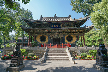 山西建筑山西晋祠风景区背景