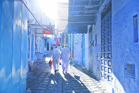 非洲城市摩洛哥蓝色之城舍夫沙万背景