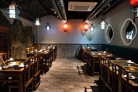 中式风格餐厅饭店内景背景
