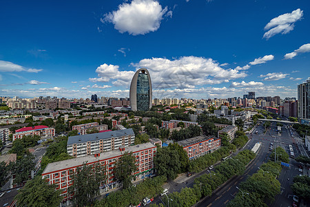 北京现代人民日报社的高楼背景