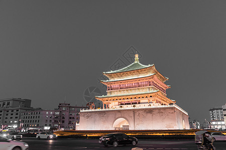 夜幕下西安钟楼图片